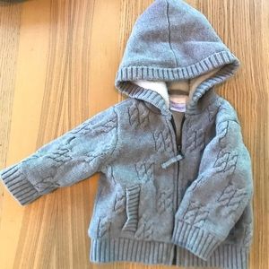 Sherpa lined cable zippered sweater jacket
